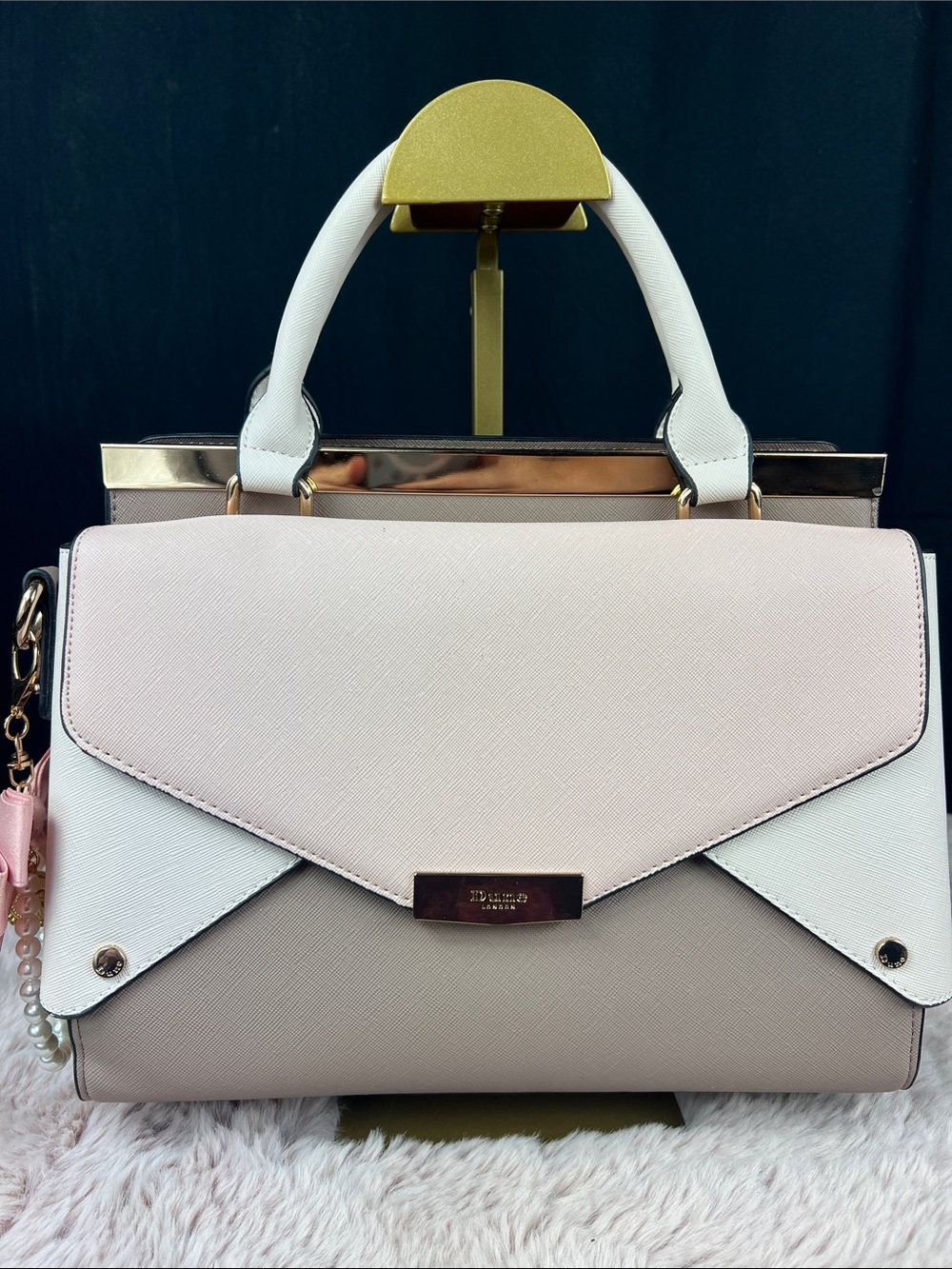 Dune London Three-Tone Structured Satchel Top Handle Bag